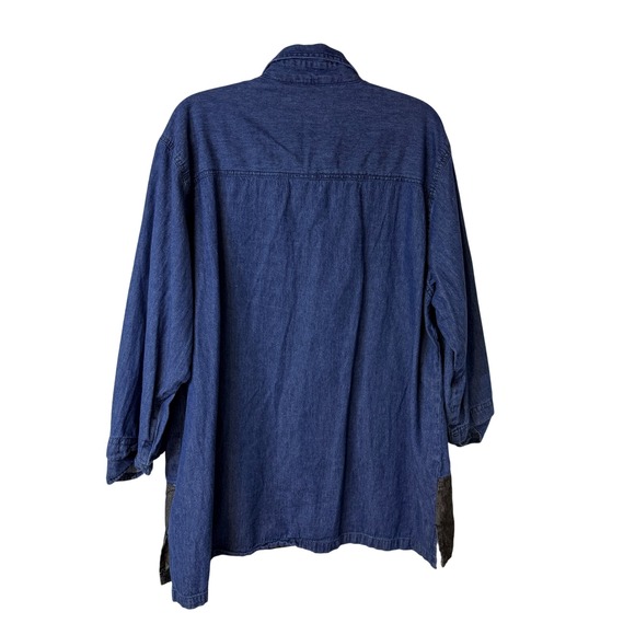 Mir‎ Max Womens 2X Denim Giraffe Shirt Boho Western Artsy Embroidery Lagenlook - Picture 6 of 6